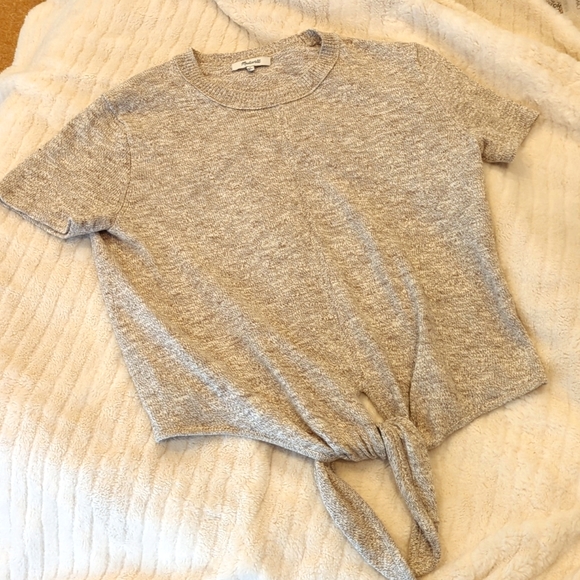 Madewell Tops - Madewell Oatmeal Tie Top Sweater Shirt